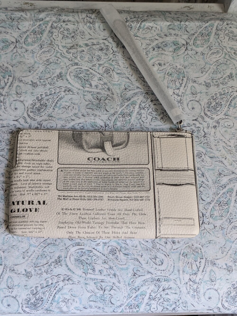 Coach Leather Newspaper Print Large Wrislet NWT